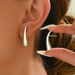 18 KT Gold Over Titanium Silver drop Earrings